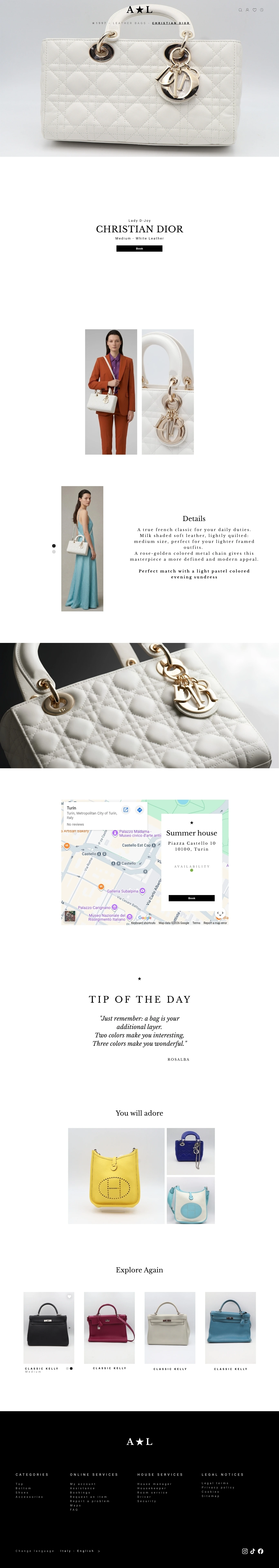 Editorial article page layout of the boutique fashion website project