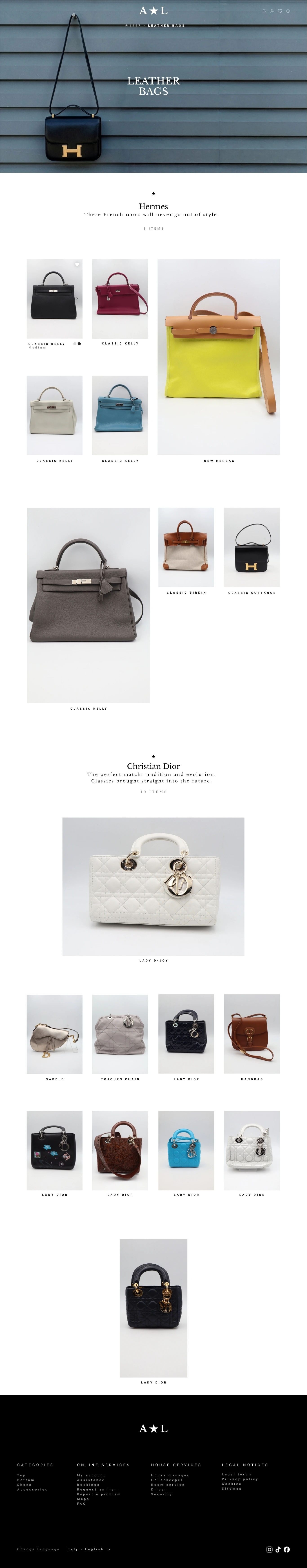 Product listing page layout of the boutique fashion website project