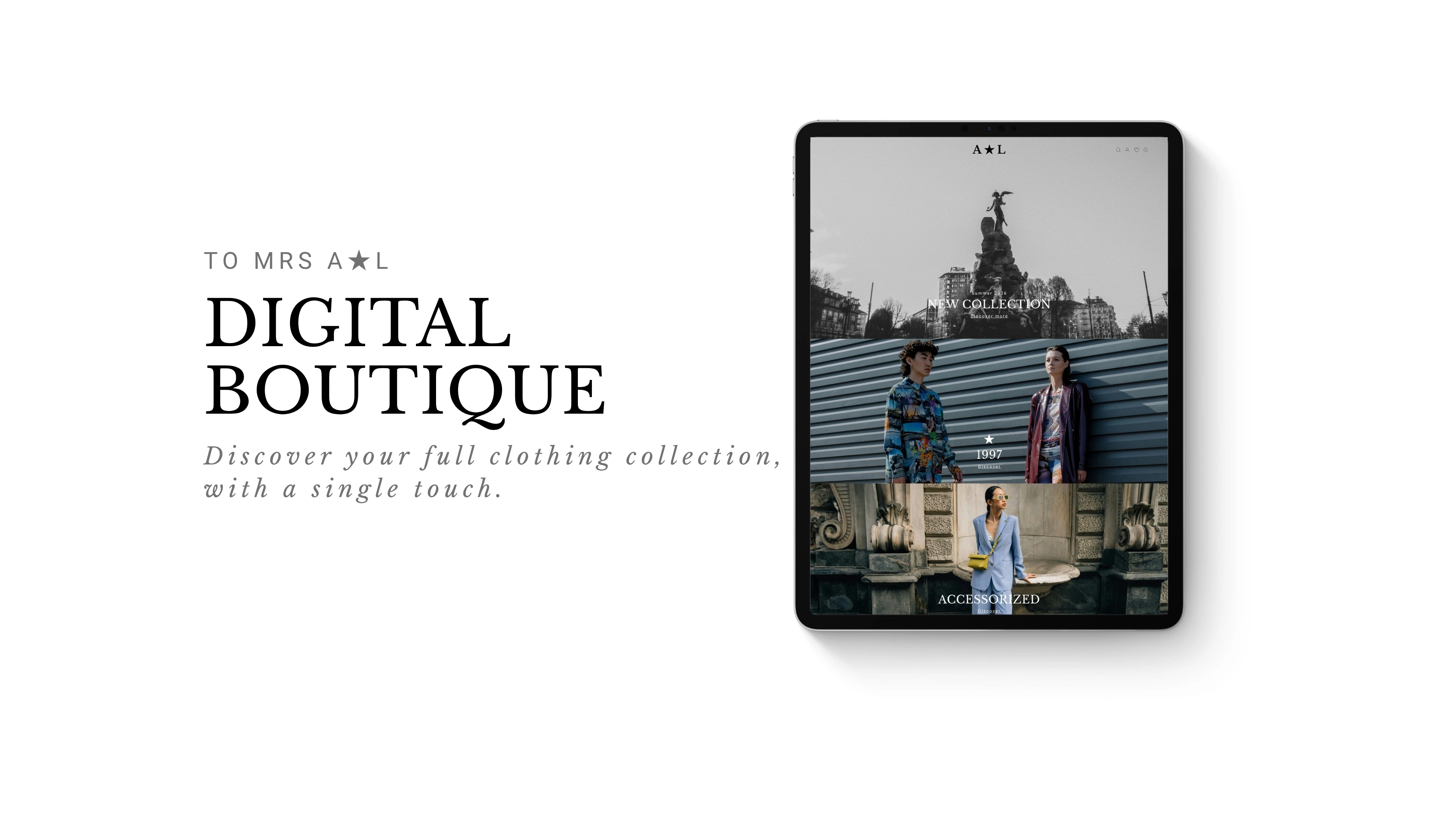 Tablet view of the boutique fashion website case study